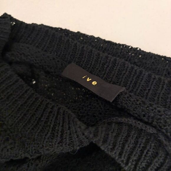 Ive Dress Women's XS Open Knit Sheer Black White Sweater Round Neck - Picture 8 of 9